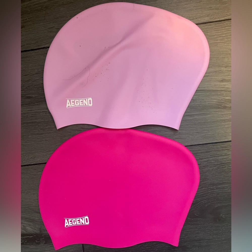 Aegend Pink and Purple Swim Caps